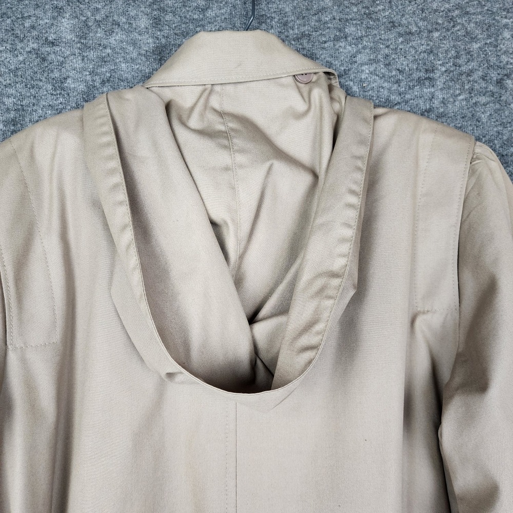 Unbranded Trench Coat Women Size L Beige Longline Hooded Belted Classic Jacket - Picture 8 of 15
